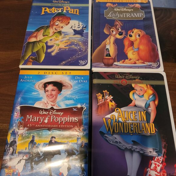 Other - 4 Walt Disney Classics DVDs Peter Pan, Mary Poppins, Lady and the Tramp, Alice i